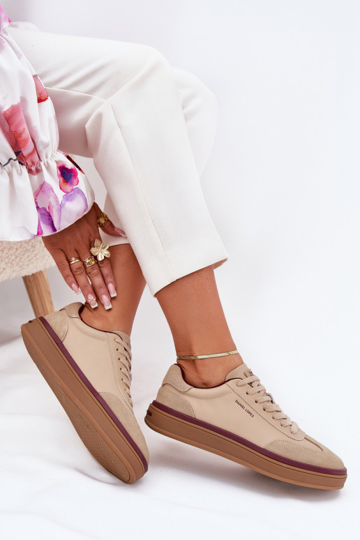 Leer Dames Sneakers model schoenen Daniel Lopez Just Dare SS2D4007 beige