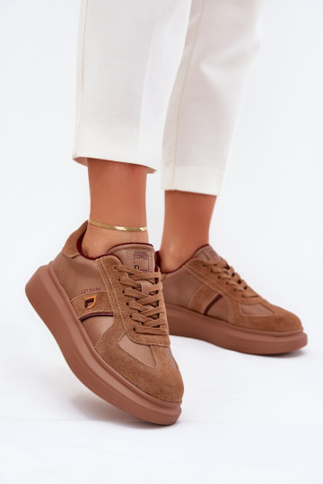 Leren damessportschoenen met plateau Daniel Lopez Just Dare SS2D4005 bruin
