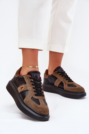 Leren damessportschoenen met plateau Daniel Lopez Just Dare SS2D4001 zwart