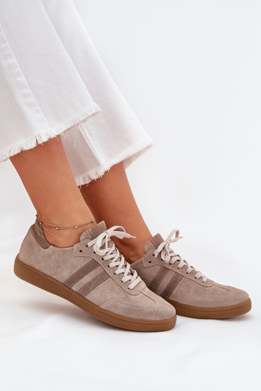 Zazoo N1068 van suède Laag Sneakers model schoenen Dames beige