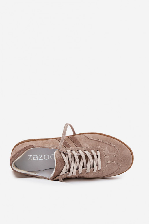 Zazoo N1068 van suède Laag Sneakers model schoenen Dames beige
