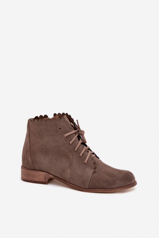Zazoo 2964 Suede schoenen met brede hakken beige Zazoo 2964 Suede schoenen met brede hakken beige