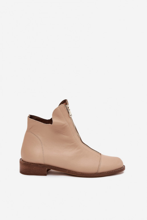 Leer Laarzen met ritssluitingen Zazoo 2785/079 beige