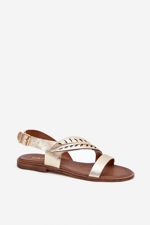 Dames sandalenOpturalnej Skóry met brede hakken Zazoo 3564 gouden kleur Dames sandalenOpturalnej Skóry met brede hakken Zazoo 3564 gouden kleur