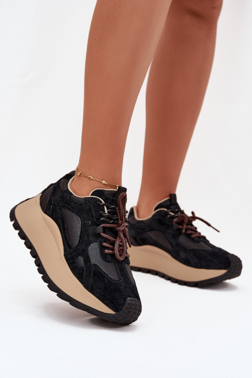 Leer Sneakers model schoenen met platform Dames Big Star SS274628 HI-POLY SYSTEM zInart