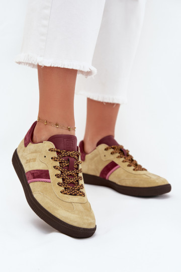 Dames lage suède sneakers Big Star SS274680 HI-POLY SYSTEM, limoenkleurig