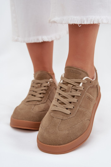 Dames suède sneakers Big Star SS274675 HI-POLY SYSTEM, zandkleur