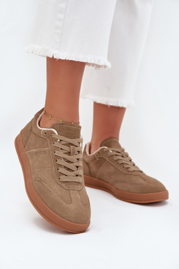 Dames suède sneakers Big Star SS274675 HI-POLY SYSTEM, zandkleur 2
