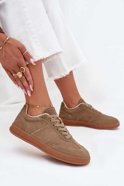 van suède Sneakers model schoenen Dames Big Star SS274675 HI-POLY SYSTEM beige