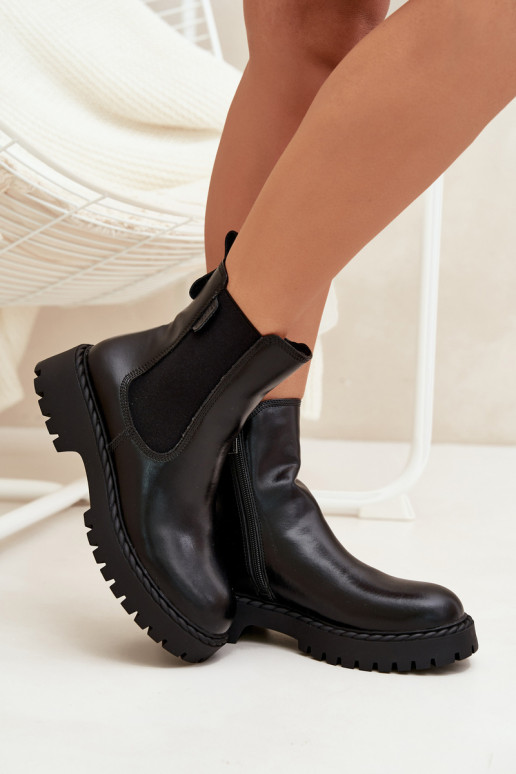 Leer stijlvolle laarzen Dames opInarmen Opar het kasteel Big Star OO274109 zInart Leer stijlvolle laarzen Dames opInarmen Opar het kasteel Big Star OO274109 zInart