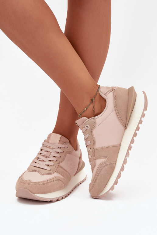 Leer Sneakers model schoenen Dames Big Star OO274521 HI-POLY SYSTEM Nude Leer Sneakers model schoenen Dames Big Star OO274521 HI-POLY SYSTEM Nude