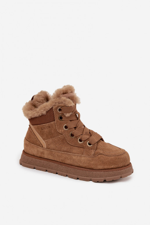 van suède SneeuIn laarzen schoenen Dames met platform met bont Big Star SS274370 bruine kleur van suède SneeuIn laarzen schoenen Dames met platform met bont Big Star SS274370 bruine kleur