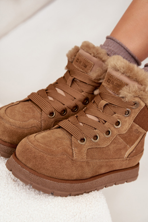 van suède SneeuIn laarzen schoenen Dames met platform met bont Big Star SS274370 bruine kleur van suède SneeuIn laarzen schoenen Dames met platform met bont Big Star SS274370 bruine kleur