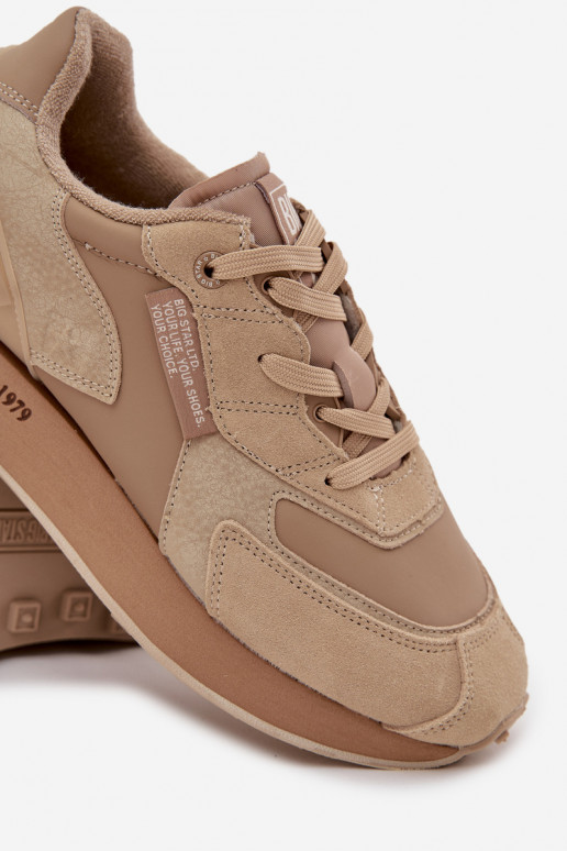 Leer Sneakers model schoenen Het heeftnnen Big Star OO174298 Hi-Poly System beige