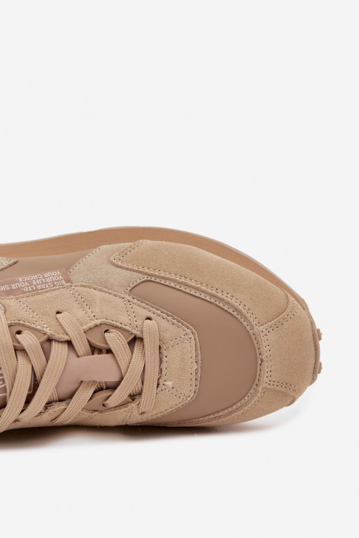 Leer Sneakers model schoenen Het heeftnnen Big Star OO174298 Hi-Poly System beige