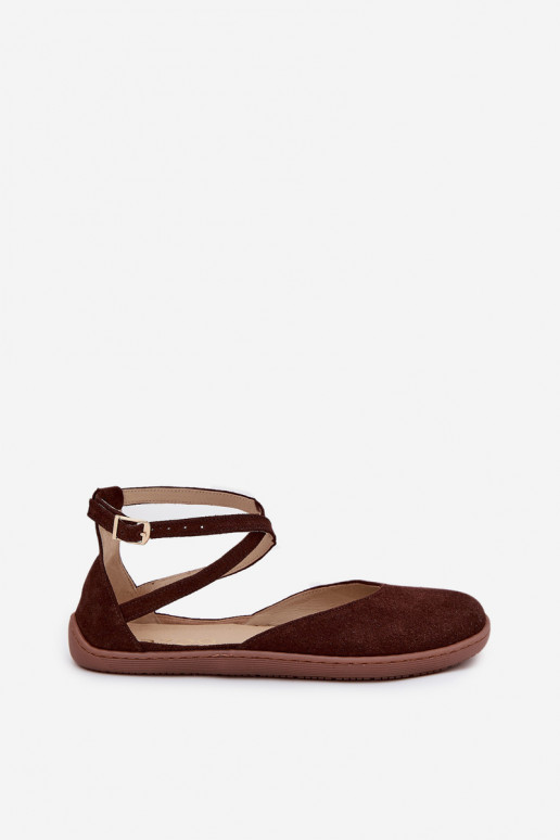 Ballerinas van suède Dames Barefoot Met Strepen Zazoo 191 CzekoladoIne Ballerinas van suède Dames Barefoot Met Strepen Zazoo 191 CzekoladoIne