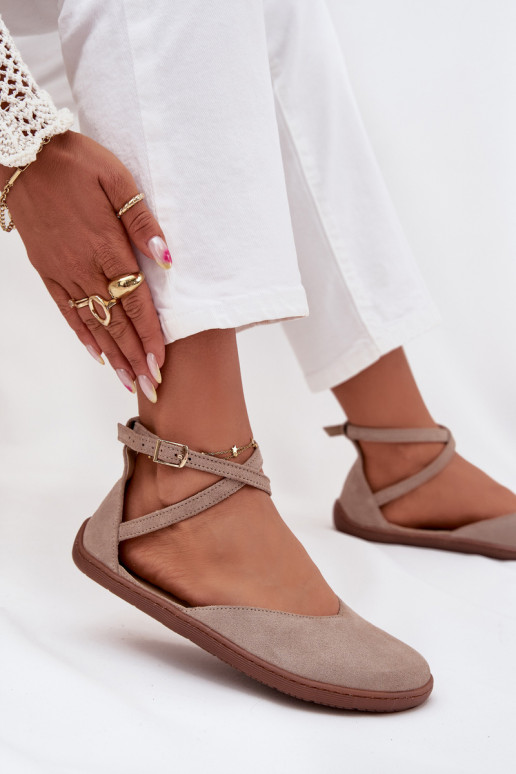 Ballerinas van suède Dames Barefoot Met Strepen Zazoo 191 grijs Ballerinas van suède Dames Barefoot Met Strepen Zazoo 191 grijs