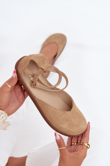 Ballerinas van suède Dames Barefoot Met Strepen Zazoo 191 beige 2