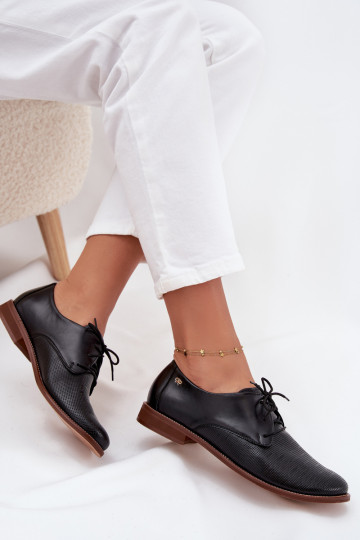 Odinnen elegante damesschoenen met veters Zazoo 4238 zwarte kleur