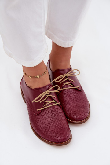 Leer schoenen Dames Elegante stijl met veters Zazoo 4238 bordeaux