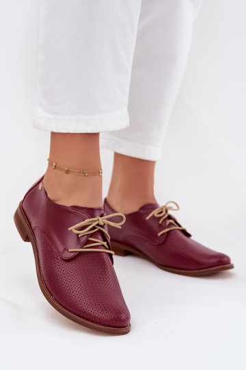 Leer schoenen Dames Elegante stijl met veters Zazoo 4238 bordeaux 2