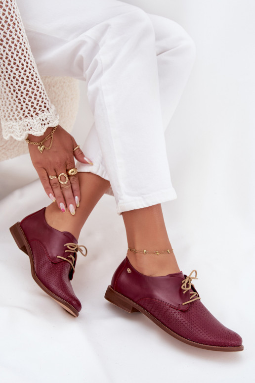 Leer schoenen Dames Elegante stijl met veters Zazoo 4238 bordeaux Leer schoenen Dames Elegante stijl met veters Zazoo 4238 bordeaux