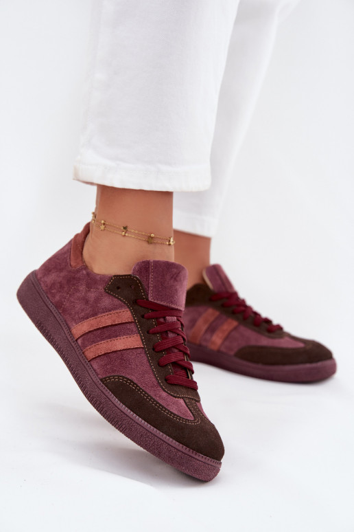 Zazoo N1068 van suède Laag Sneakers model schoenen Dames bordeaux