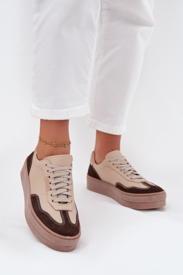 Odinnen dames sneakers met platform Zazoo N1269S2 zandkleur 2