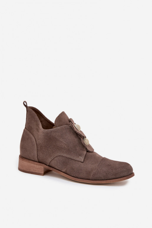 van suède schoenen Dames Met sierlijki met bloemmotievenkami Zazoo 3080 beige