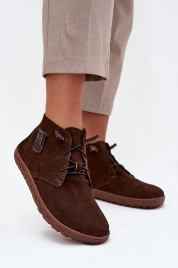 van suède schoenen Barefoot Dames Met sierlijk Detalem Zazoo 30072 CzekoladoIne 2