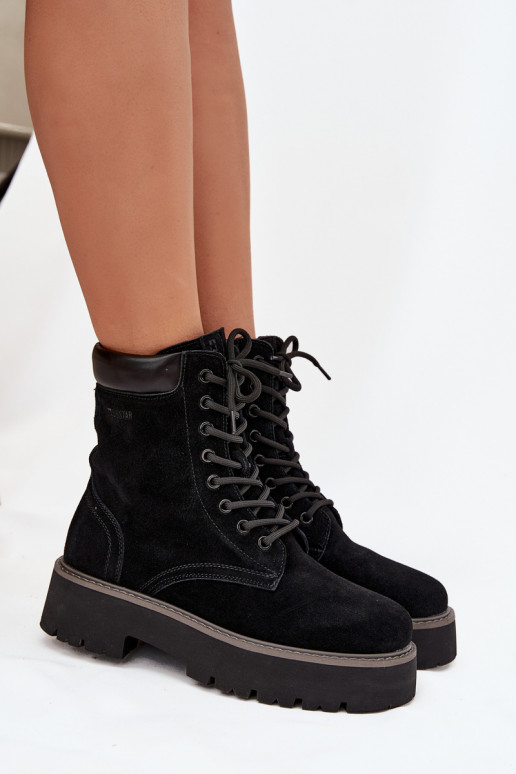 Suede schoenen hoge rijlaarzen Dames met veters Big Star SS274791 zInart Suede schoenen hoge rijlaarzen Dames met veters Big Star SS274791 zInart