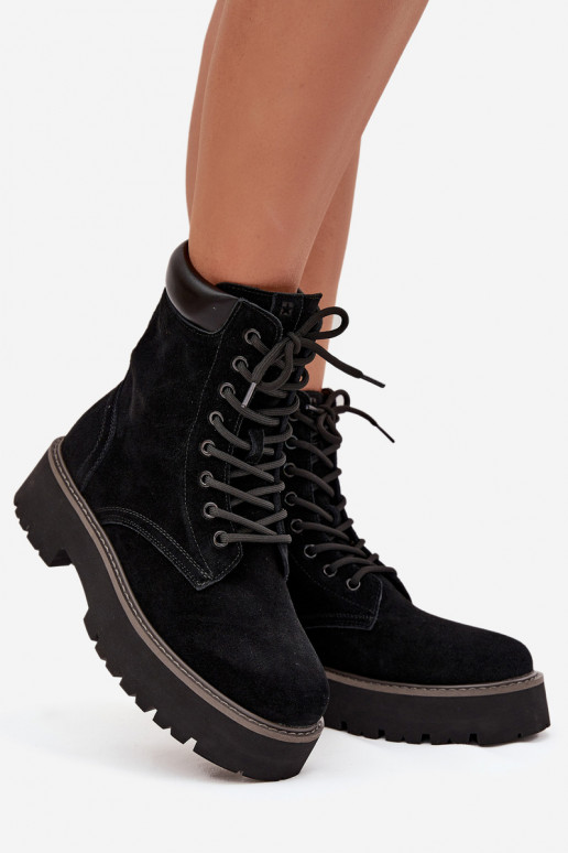 Suede schoenen hoge rijlaarzen Dames met veters Big Star SS274791 zInart Suede schoenen hoge rijlaarzen Dames met veters Big Star SS274791 zInart