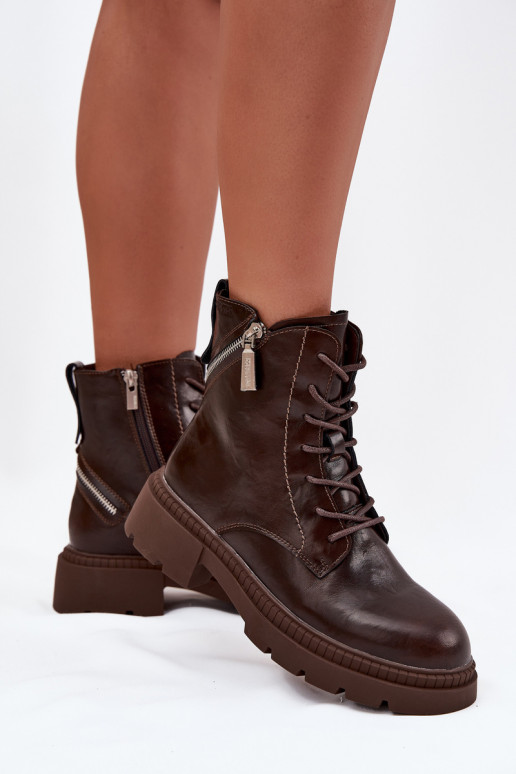 Leer Enkellaarsjes voor Inerknemers Dames opInarmen Big Star SS274453 bruine kleur