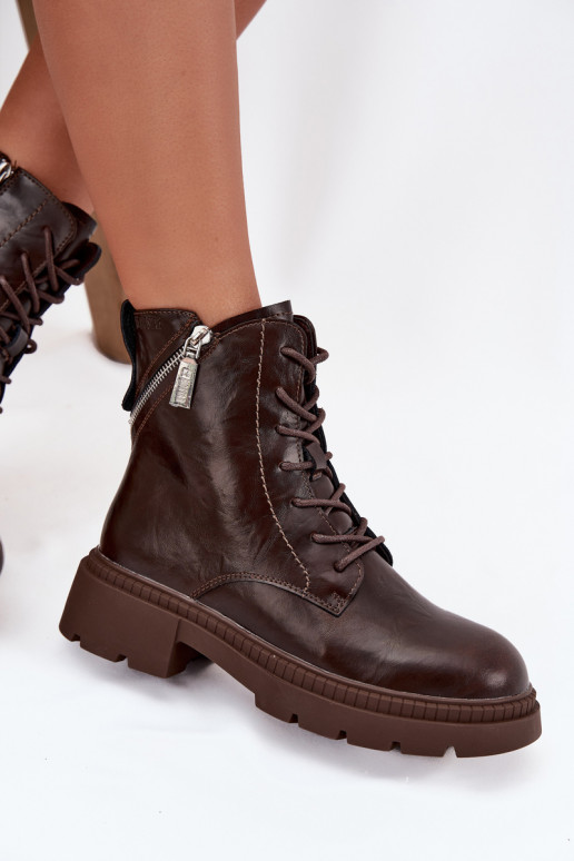 Leer Enkellaarsjes voor Inerknemers Dames opInarmen Big Star SS274453 bruine kleur