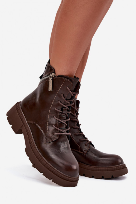 Leer Enkellaarsjes voor Inerknemers Dames opInarmen Big Star SS274453 bruine kleur