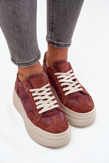 Suède sportschoenen met platform, Zazoo N1270S3, paarse kleur