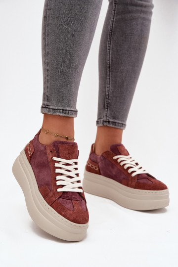 Suède sportschoenen met platform, Zazoo N1270S3, paarse kleur 2