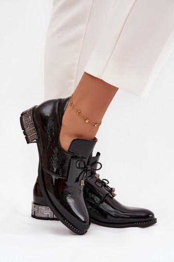 met lakeffect schoenen Dames Op een lage hak met linten Zazoo 1399 zInart