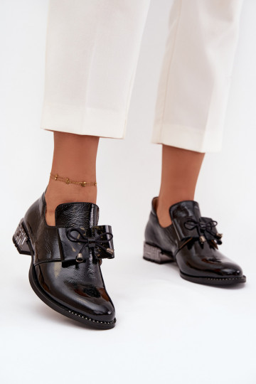 met lakeffect schoenen Dames Op een lage hak met linten Zazoo 1399 zInart 2