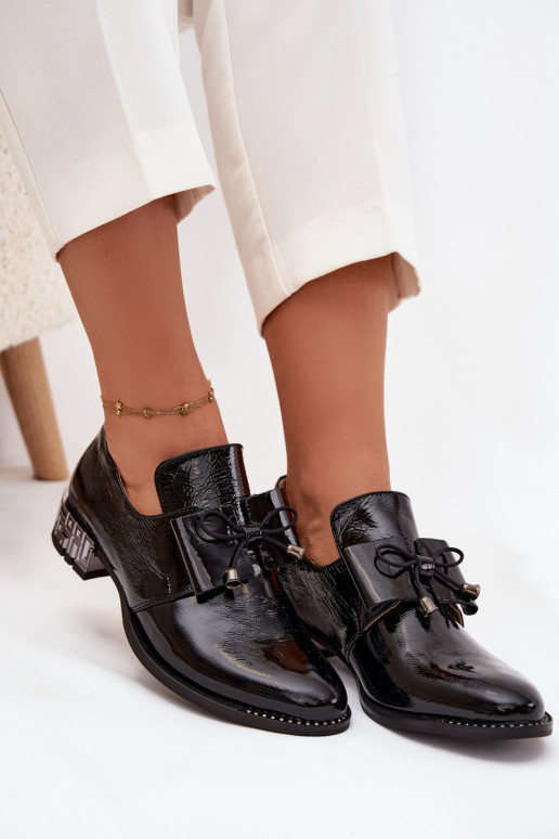 met lakeffect schoenen Dames Op een lage hak met linten Zazoo 1399 zInart