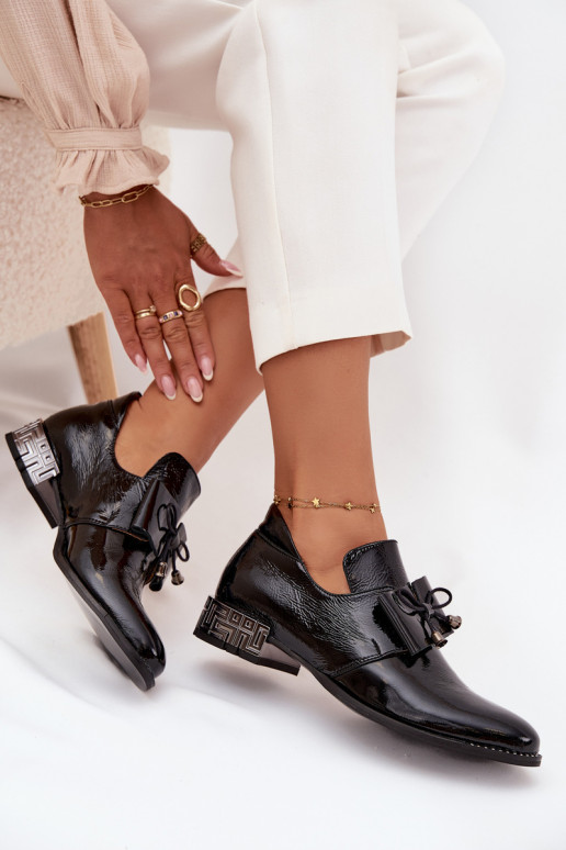 met lakeffect schoenen Dames Op een lage hak met linten Zazoo 1399 zInart