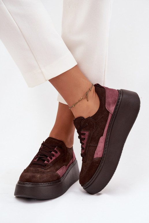 Sneakers model schoenen DamesOpturalnego van suèdeu met platform Zazoo N1265S3 CzekoladoIne Sneakers model schoenen DamesOpturalnego van suèdeu met platform Zazoo N1265S3 CzekoladoIne