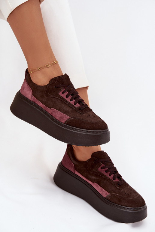 Sneakers model schoenen DamesOpturalnego van suèdeu met platform Zazoo N1265S3 CzekoladoIne Sneakers model schoenen DamesOpturalnego van suèdeu met platform Zazoo N1265S3 CzekoladoIne