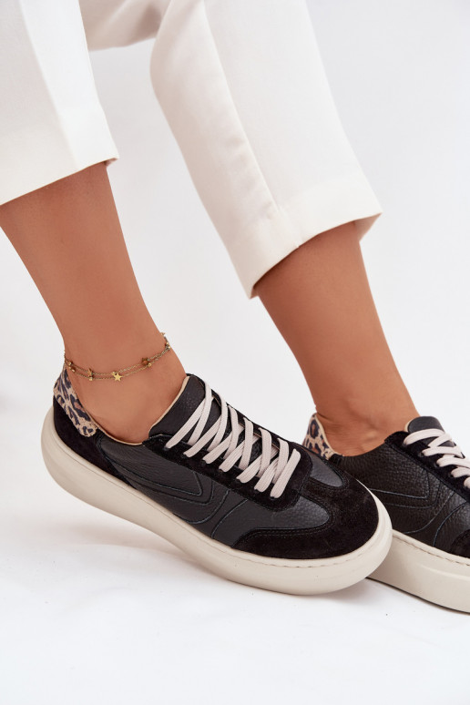 Leer Sneakers model schoenen Dames met platform met luipaardbontpatronen Zazoo N1263 zInart Leer Sneakers model schoenen Dames met platform met luipaardbontpatronen Zazoo N1263 zInart