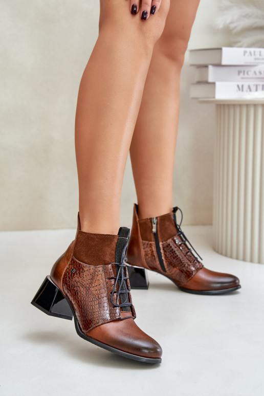 Zazoo 60503 Leer Laarzen met hakken opInarmen bruine kleur Zazoo 60503 Leer Laarzen met hakken opInarmen bruine kleur