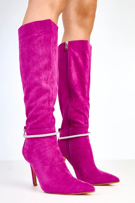 Paarse suède lange laarzen met... Paarse suède lange laarzen met...