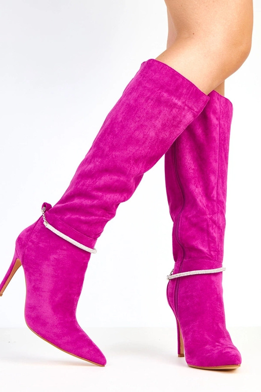 Paarse suède lange laarzen met... Paarse suède lange laarzen met...