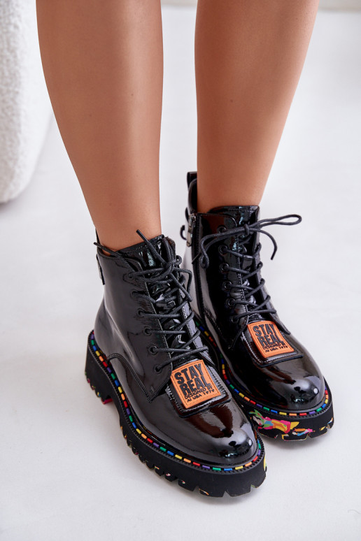 met lakeffect Laarzen schoenen Dames Opar het kasteel Leer Artiker 55C0517 zInart