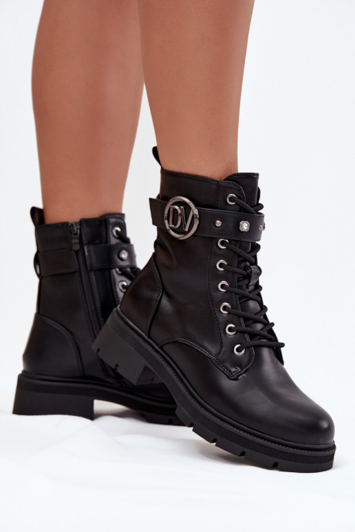 Vrouwen verwarmde werk enkellaarsjes met sierlijke details, zwart, Talyssa Vrouwen verwarmde werk enkellaarsjes met sierlijke details, zwart, Talyssa