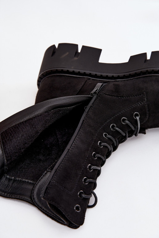 Gevoerde enkellaarsjes en noker voor dames met ornamenten zwart Melisse